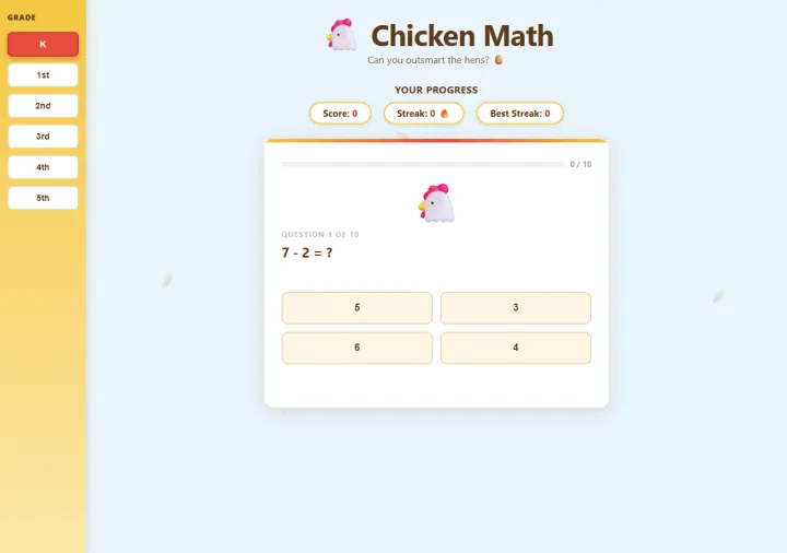 Chicken Math website built with SimplePath
