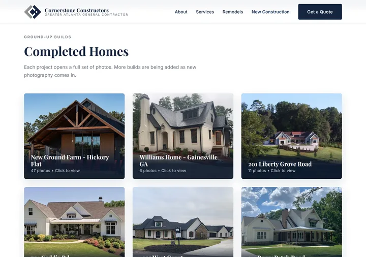 Cornerstone Constructors website built with SimplePath