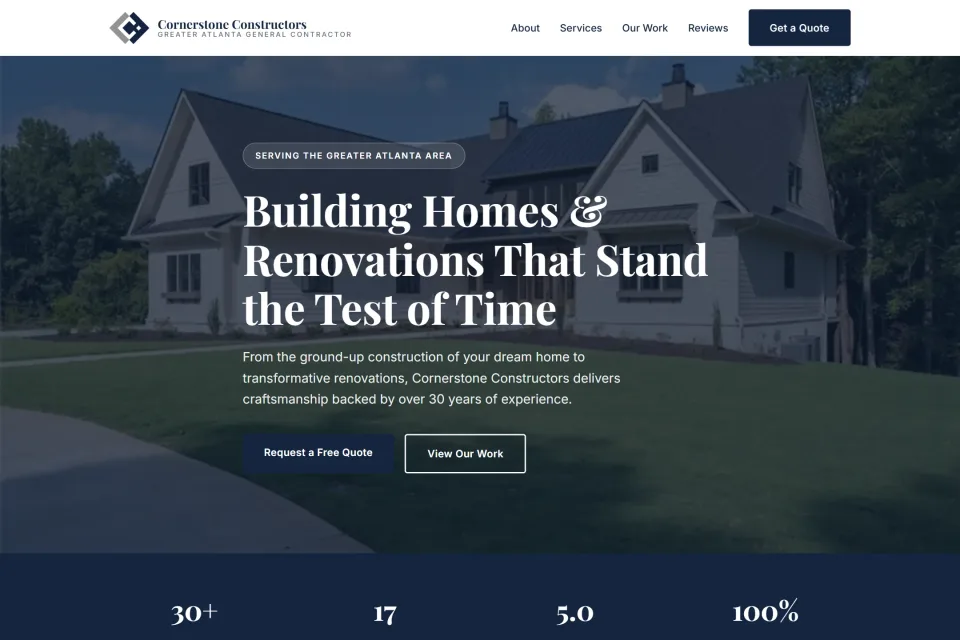 Cornerstone Constructors website built with SimplePath