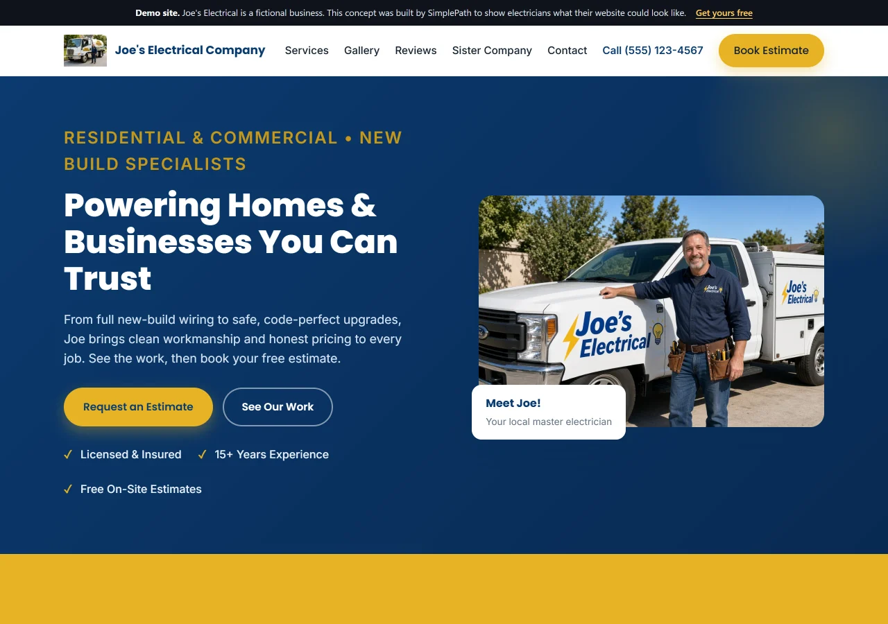 Screenshot of Joe's Electrical Company
