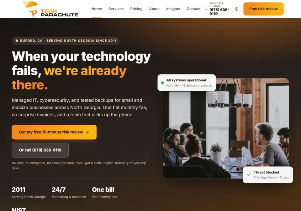 Tech Parachute website built with SimplePath